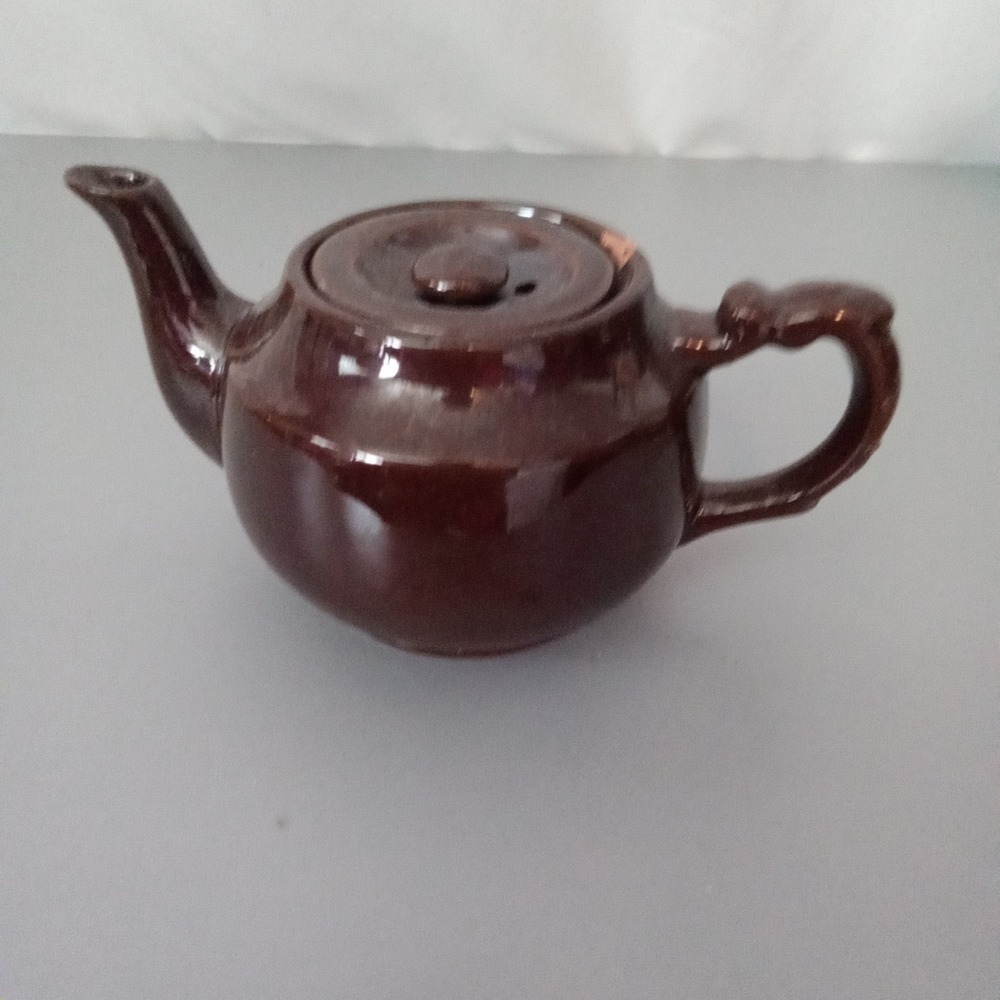 Vintage Brown Glazed Miniature Teapot Made in Occupied Japan Mid-Century Ceramic